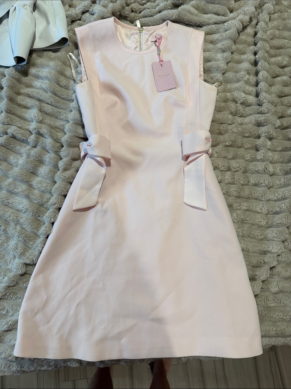Ted Baker Light Pink Sleeveless Bow-Waist A-Line Dress